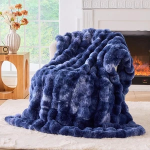 Manta mullida de piel sintética para sofá, felpa suave gruesa acogedora difusa de lujo M... - Imagen 1 de 8