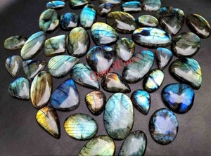 Multi Flash Labradorite Cabochon Natural Gemstone 250 Cts 5 pcs Wholesale Lot - Picture 1 of 6
