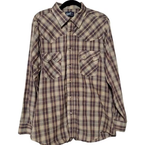Vintage Shirt Pearl Snap Mens Western Plaid 70's Levis Long Sleeve Shirt XL - Picture 1 of 4