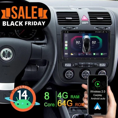 64GB Android 14 Autoradio CarPlay GPS Navi BT für VW Touran Golf 5 6 Passat Polo - Bild 1 von 4