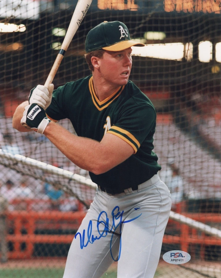 RARE ROOKIE ERA FULL AUTOGRAPH! Mark McGwire Signed 8x10 Baseball Photo PSA! - Image 1 of 1