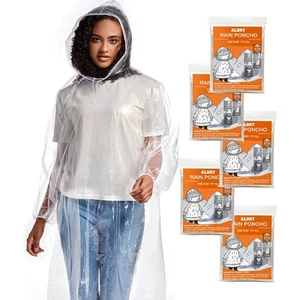 ALBRY Disposable Rain Ponchos for Adults with Drawstring Hood - Emergency Rai... - Picture 1 of 7