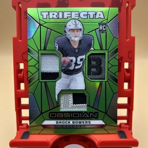 Brock Bowers 2024 Ossidiana Trifecta Raiders Patch Etichetta 3/5 Verde - Foto 1 di 6