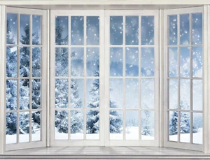 Invierno Bosque de Nieve Telón de Fondo Balcón Ventanas Fotografía Fondo Estudio Accesorios - Imagen 1 de 9