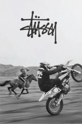 Stussy Motorbike Poster Streetwear Decor Urban Wall Art for Riders - Wall Decor - Image 1 of 4