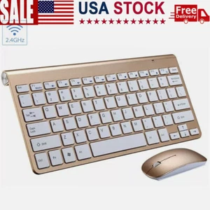 2.4G Mini Wireless Keyboard With Mouse Set Waterproof  For Mac Apple PC Computer - Picture 1 of 9
