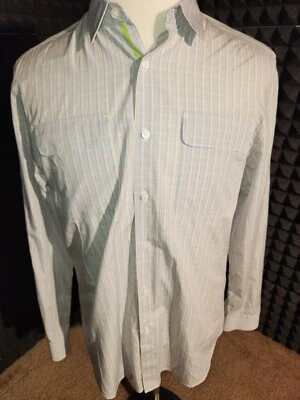 Elie Tahari Men's Blue & Brown Striped Long Sleeve Button Down Shirt M - Image 1 of 4