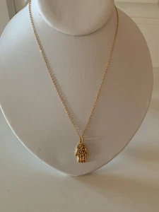 Gold Tone Hamsa Pendant Necklace - Picture 1 of 5