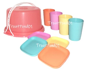 Tupperware Mini Fiesta Niños Juego Platos Pastelera Vasos Tazas - Imagen 1 de 4