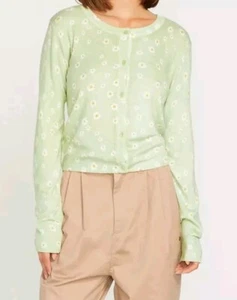 NEW VOLCOM Fleurality Sweater - Sage Flower Cardigan - S - Picture 1 of 7