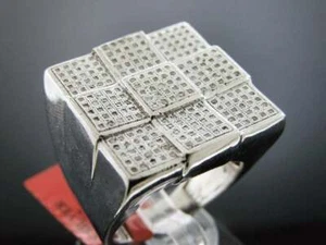 Mens Sterling Silver 0.70CT Diamond Large Ring Size 10 - Picture 1 of 4