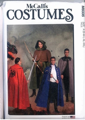 McCalls 8335 Costume Capes Sewing Pattern Unisex Size S-XXL 34-52 - Image 1 of 2