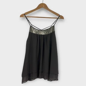Mossimo Women’s Size Small Olive Green Sequin Strappy Flowy Sleeveless Blouse - Picture 1 of 8