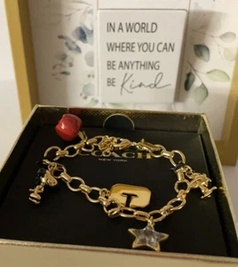 🐼💦 Pulsera Coach 6131 🐼💦 Peanuts Snoopy Woodstock Oro Dije 🐼 D45 - Imagen 1 de 4