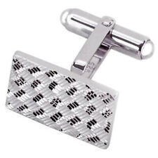 Sterling Silver Diamond Cufflinks - Rectangular Diamond Cut