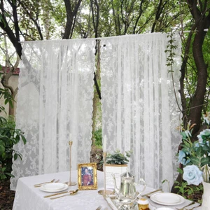 1/2 Panels Floral Patio Window Sheer Drapes Lace Screening Door Curtains Cover - Picture 1 of 8