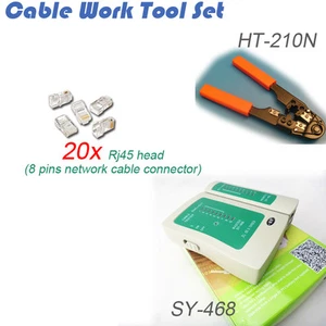 8 Contact Rj45 8 Pin Network Plug Crimping With 20 of rj45 Head Cable Tester Kit - Picture 1 of 1