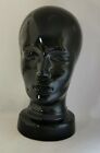 West Germany Pop Art Deco Black Pottery Head Headphone Display Mannequin Bust
