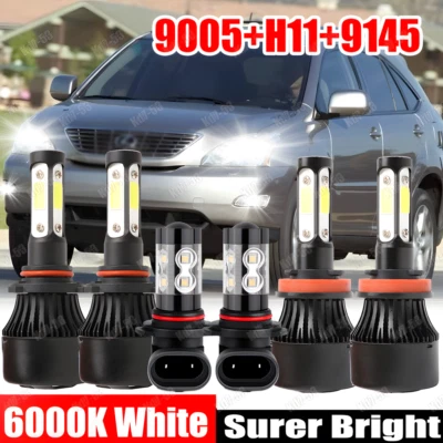 For Lexus RX330 2004 2005 2006 Combo LED Headlight + Fog Light Bulbs Kit White - Image 1 of 4