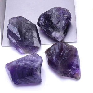 4 Pcs Natural Amethyst Rough Hi-Grade Rich Purple 27mm-32mm Loose Gemstones Lot - Picture 1 of 9