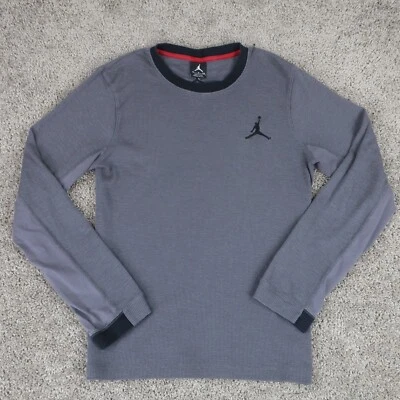 Air Jordan 热敏衬衫男式 S 灰色华夫格针织性能弹力 — 第 1/4 张图片