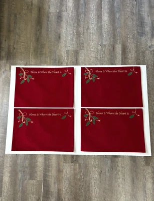 Lenox “Home Is Where The Heart Is” 19” X 13” Red Velvet Placemats - Image 1 of 4