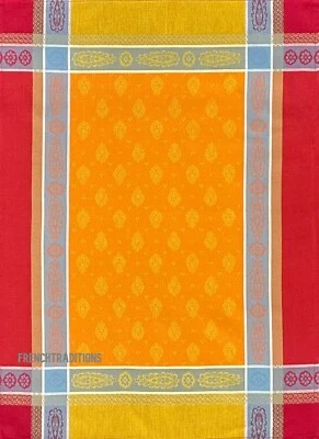 TISSUS TOSELLI French Provencal Jacquard Dish Towel, Vaucluse Geometric - Made in France