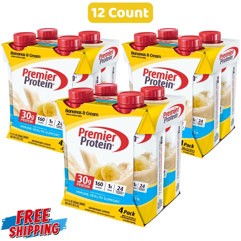 Premier Protein Shake, Bananas & Cream, 30g Protein, 11.5 fl oz, 12 Ct - Image 1 of 1