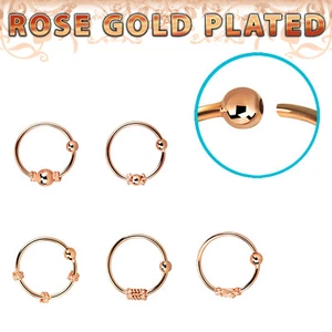 Nasenring vergoldet Rotgold 8 x 0,8 mm Muster zur Auswahl Nasenpiercing Ring - Bild 1 von 5