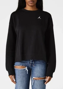 WOMEN'S JORDAN BROOKLYN FLEECE CREWNECK DQ4462-010 SIZE LARGE BLACk - Picture 1 of 3