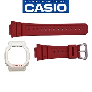 Genuine Casio G-Shock DW-5600P-4 DW-5600TB-4A Red/White Watch band & Bezel - Picture 1 of 10