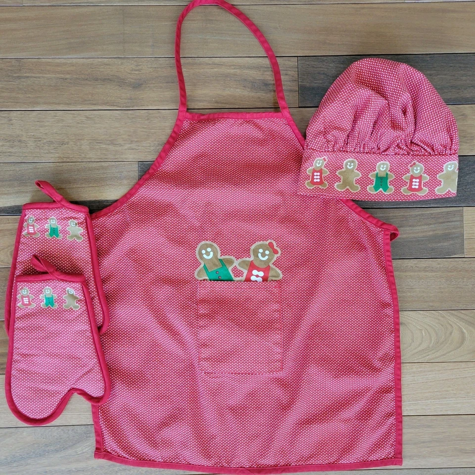 Delantal de Chef para Niños Colección Martha Stewart 4 Piezas, Sombrero, 2 Mitones Navidad Foto 1 de 4