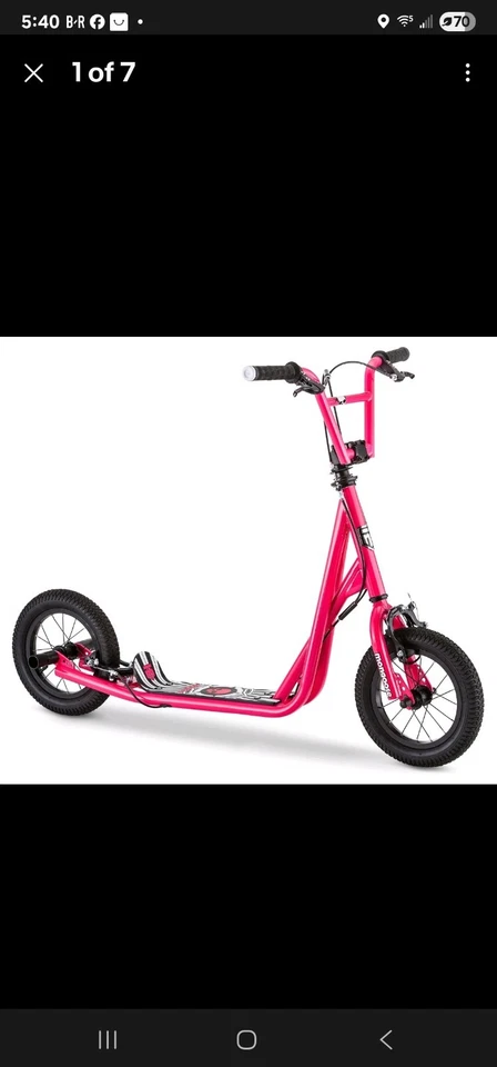 粉色 Mongoose Expo 滑板车 12 英寸车轮 BMX 自由式转子手刹脚甲板  — 第 1/1 张图片