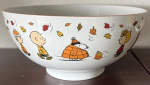 2025 Peanuts Puffer Snoopy & Gang Fall Leaves 11 1/2" x 5.5" Serving Candy Bowl - Picture 1 of 8