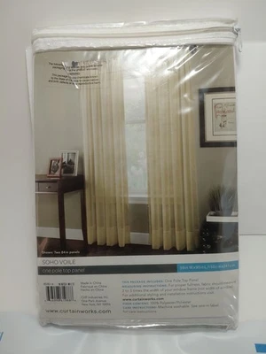 Curtain Works SOHO Voile Panel,Winter White,One Pole Top Panel 59 x 95",NEW - Image 1 of 4