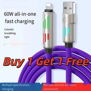 4en1 240W Columna de Luz 2drag2 Cable de Datos Siete Colores Carga Rápida Cable Liberación - Imagen 1 de 33