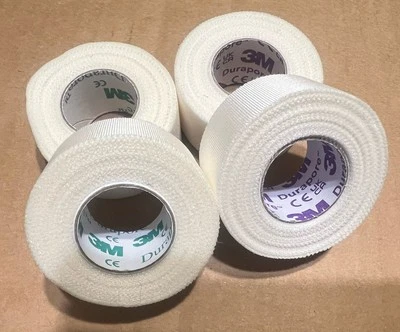 4 rollos de cinta de seda médica Durapore 1" X 10 yardas, 3M #1538-1 blanca, cuidado de heridas Foto 1 de 2