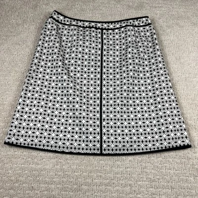 Falda para mujer Talbots talla 12 blanca y negra geométrica con cremallera y forro Foto 1 de 4