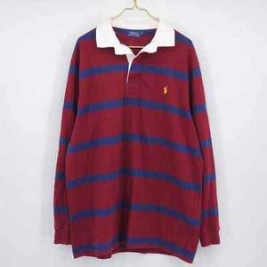 Camisa Polo Ralph Lauren roja azul manga larga a rayas para hombre talla XLT - Imagen 1 de 12