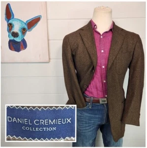 Daniel Cremieux Mens Three Button Blazer Jacket Brown Woven Size 38R - Picture 1 of 17