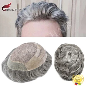 Toupee for Men Hairpiece Fine Mono Mens Hair System Wig Poly Skin Mens Toupee - Picture 1 of 35