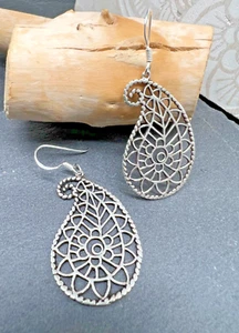 Ohrringe Ohrhänger Paisley Tropfen 44 mm x 20 mm Sterlingsilber Silber 925 - Bild 1 von 3