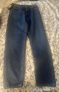 SAINT LAURENT Paris Sky Blue 100% Cotton BAGGY Women's Jeans 24 D18 W/BG-LW NWT - Picture 1 of 9