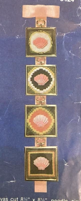 Rare Cathy Needlecraft Inc Sea Green Scallops Set of 4 Needlepoint Bargello kit - Image 1 of 4