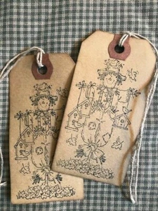 25 Medium #3 Coffee Stained Primitive SCARECROW BIRDHOUSES Handmade Hang Tags - Picture 1 of 3