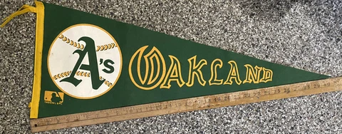 Vintage 1969 Oakland A's Athletics Green Full Size Felt 30” x 12” Pennant Cover