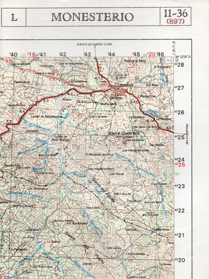 MAPA TOPOGRAFICO "MONESTERIO" 11-36 (897) ESCALA 1:50000 # 1545 - Imagen 1 de 1