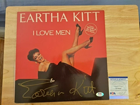 Eartha Kitt signed I Love Men lp PSA/DNA COA Cover