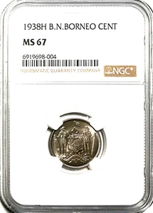 1938 H British North Borneo Cent NGC MS67 - Picture 1 of 4