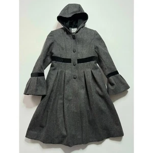 Rothschild Hooded Wool Coat Girls Gray Fit Flare Dress Coat Size 14 - Picture 1 of 3